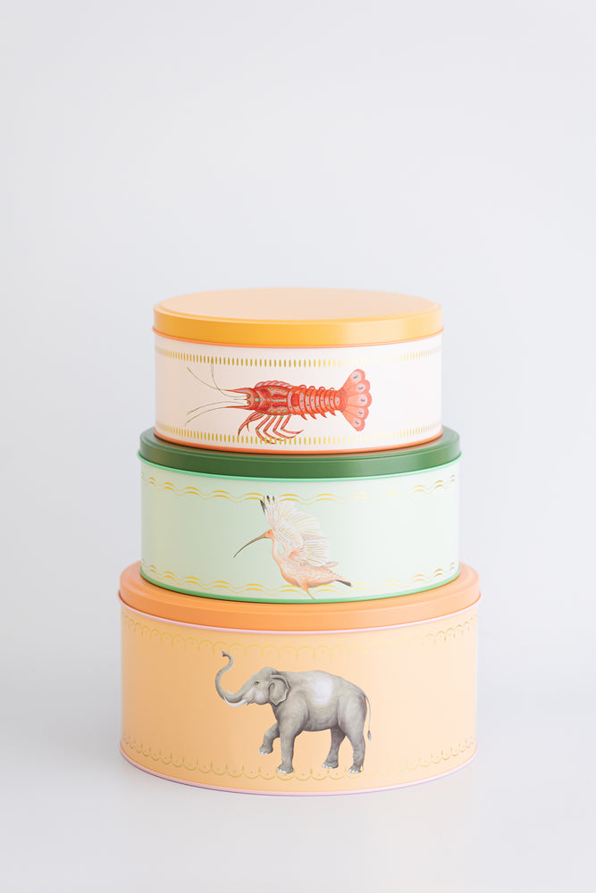 Yvonne Ellen Lobster/Elephant/Ibis Round Cake Tins (Set of 3)