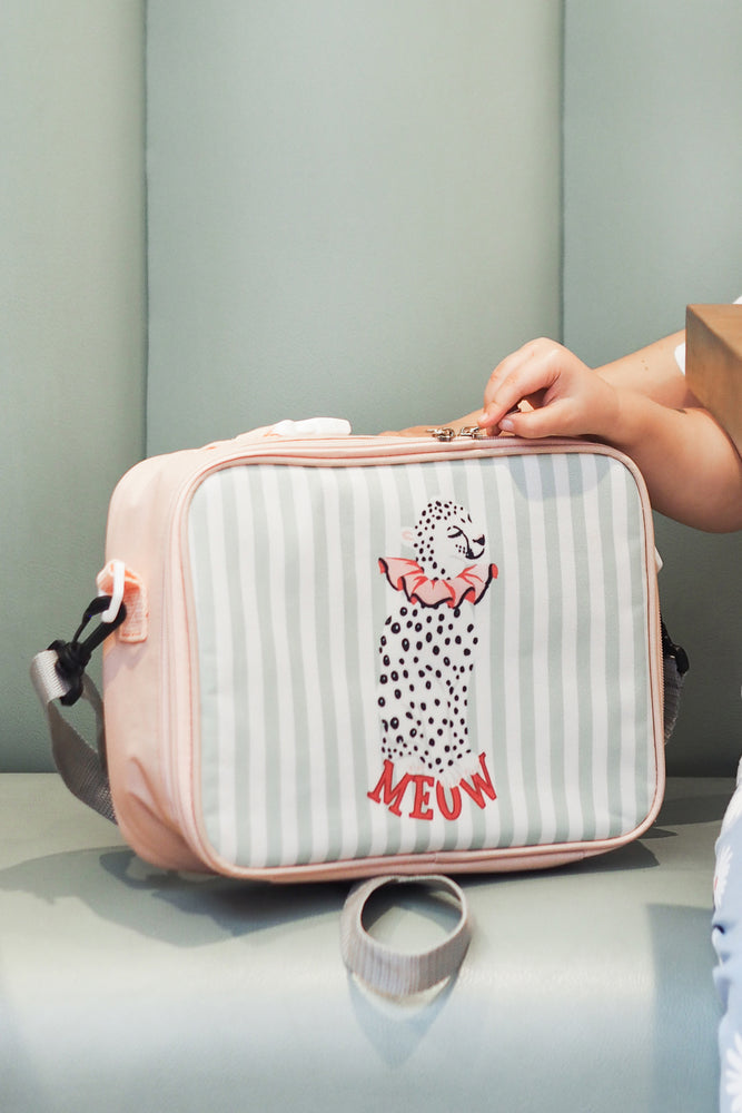 Yvonne Ellen Mini Kid's Cheetah Lunch Bag, Peach