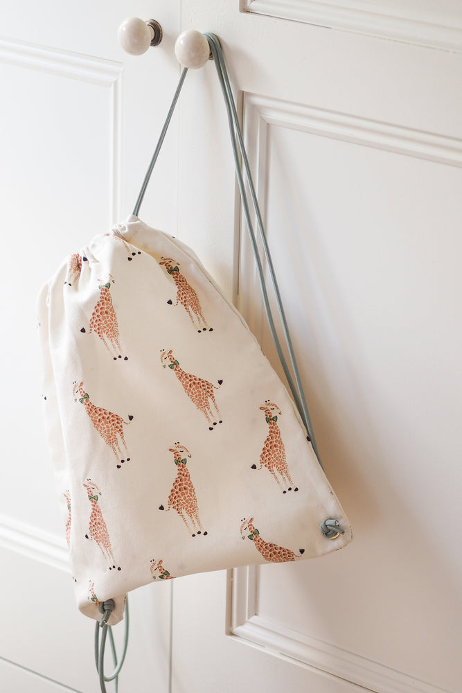 Yvonne Ellen Mini Kid's Giraffe Drawstring Bag, Cream