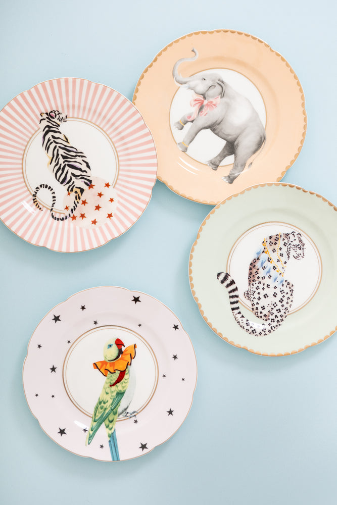 Yvonne Ellen Tiger/Leopard/Elephant/Parrot Tea Plates 16cm (Set of 4)
