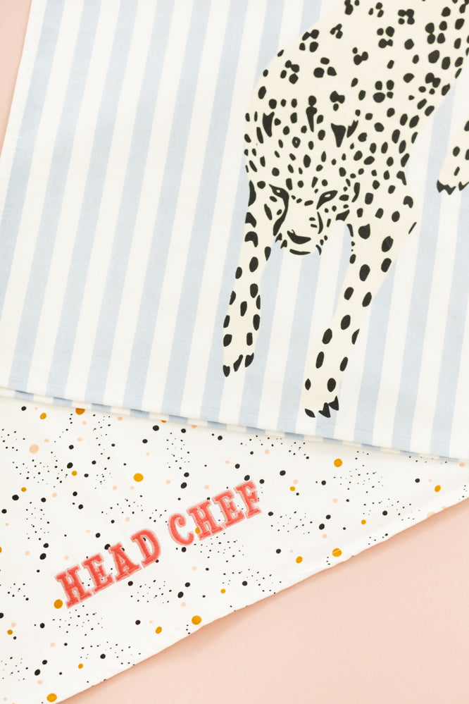 Yvonne Ellen Head Chef/Cheetah Tea Towels (Set of 2)