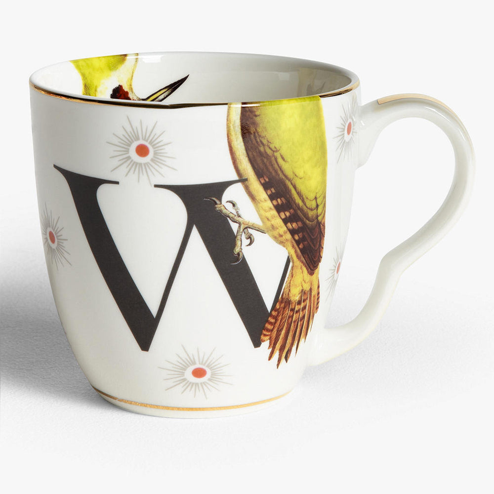 Yvonne Ellen Alphabet Mug, W for Woodpecker