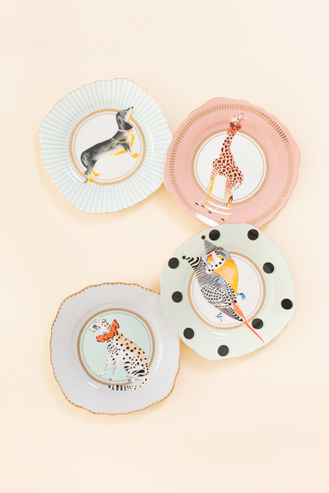 Yvonne Ellen Giraffe/Leopard/Dog/Birds Tea Plates 16cm (SO4)