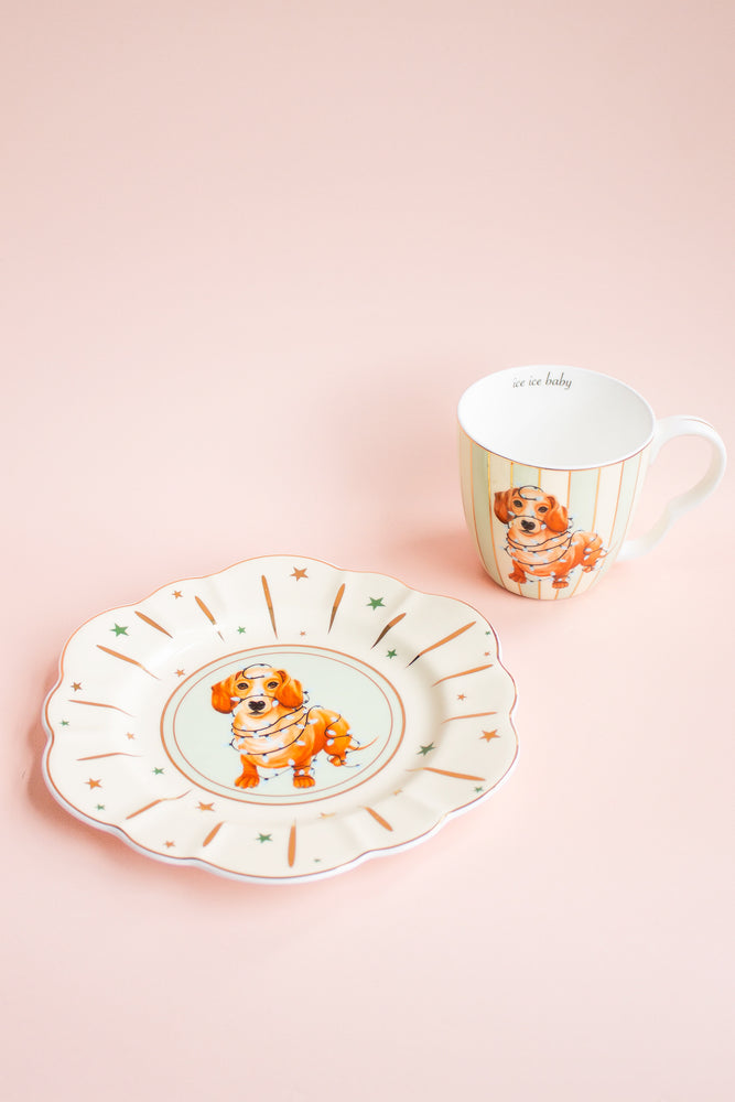 Yvonne Ellen Sausage Doggie Cake Plate