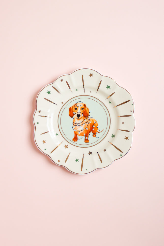 Yvonne Ellen Sausage Doggie Cake Plate