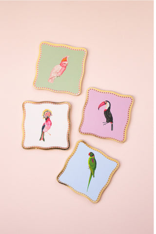 Birds Cork Back Coasters (Set of 4)