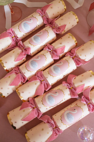 Pink Swan 13inch Christmas Crackers