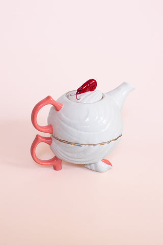 Shell Tea Cup and Pot for One