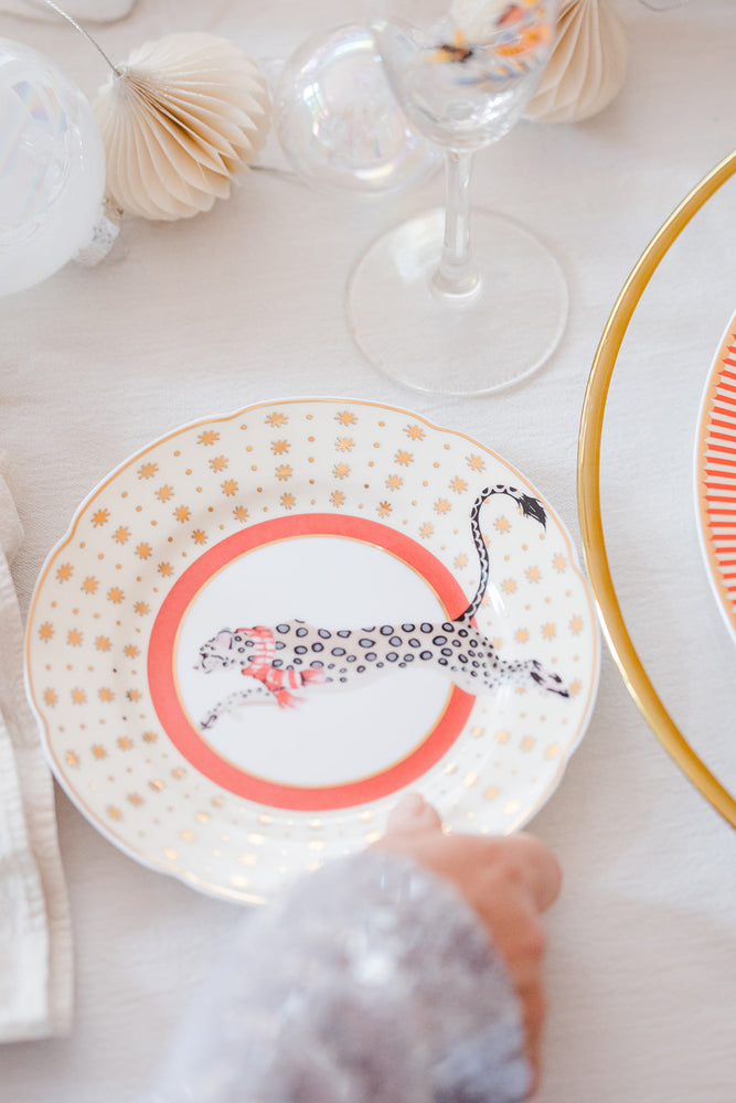 Yvonne Ellen Xmas Snow Leopard Tea Plate