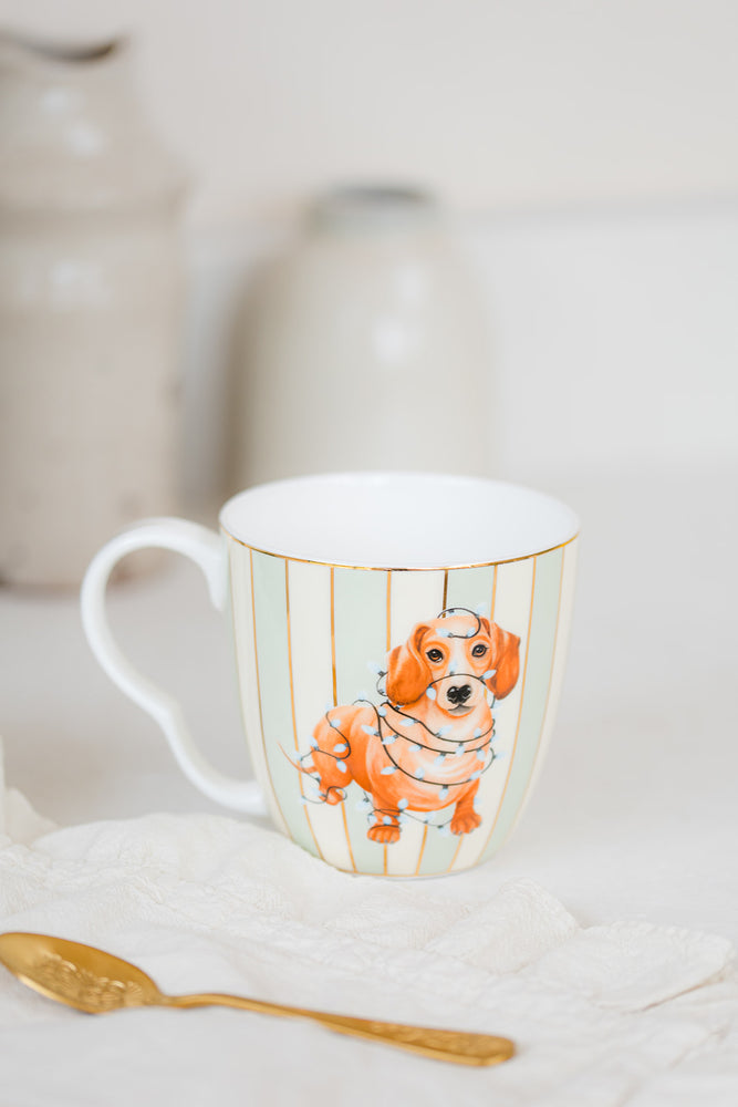 Yvonne Ellen Xmas Sausage Doggie Large Mug