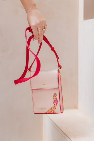 Vintage Pink Giraffe Crossbody Pouch