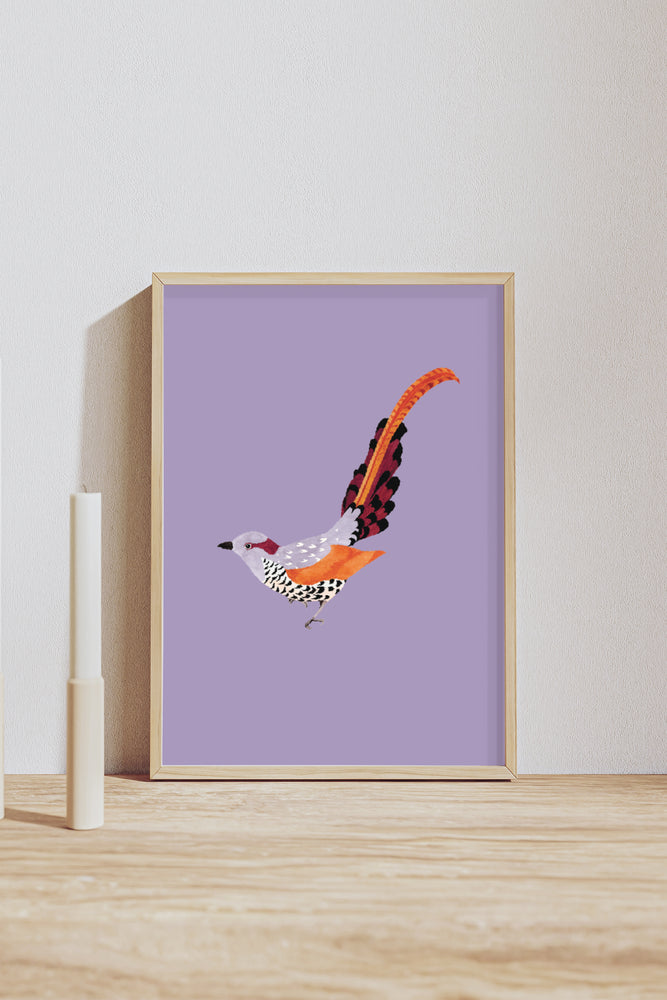 Yvonne Ellen Purple Fancy Birdie Wall Print