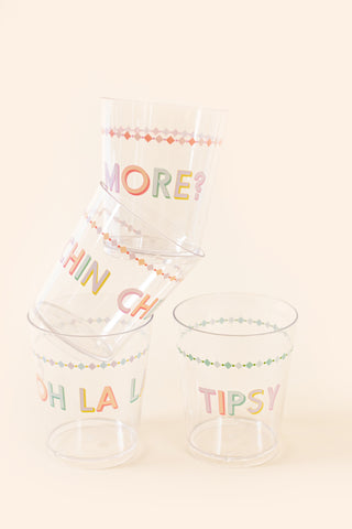 Yvonne Ellen Slogan Plastic Tumbler Glasses (Set of 4)