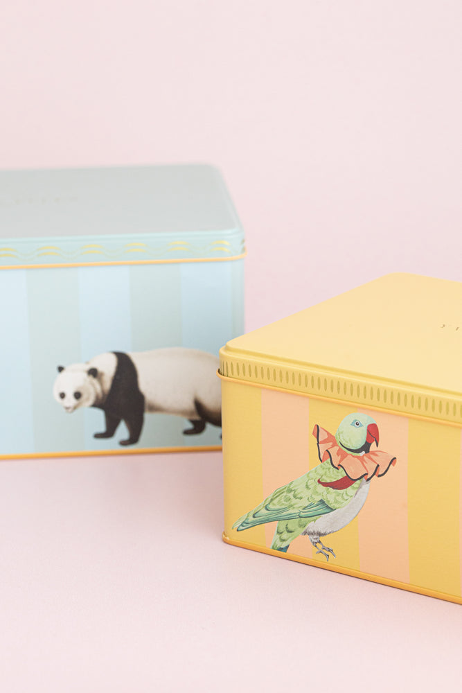
                
                    Load image into Gallery viewer, Yvonne Ellen Panda/Parakeet Rectangular Tins (Set of 2)
                
            