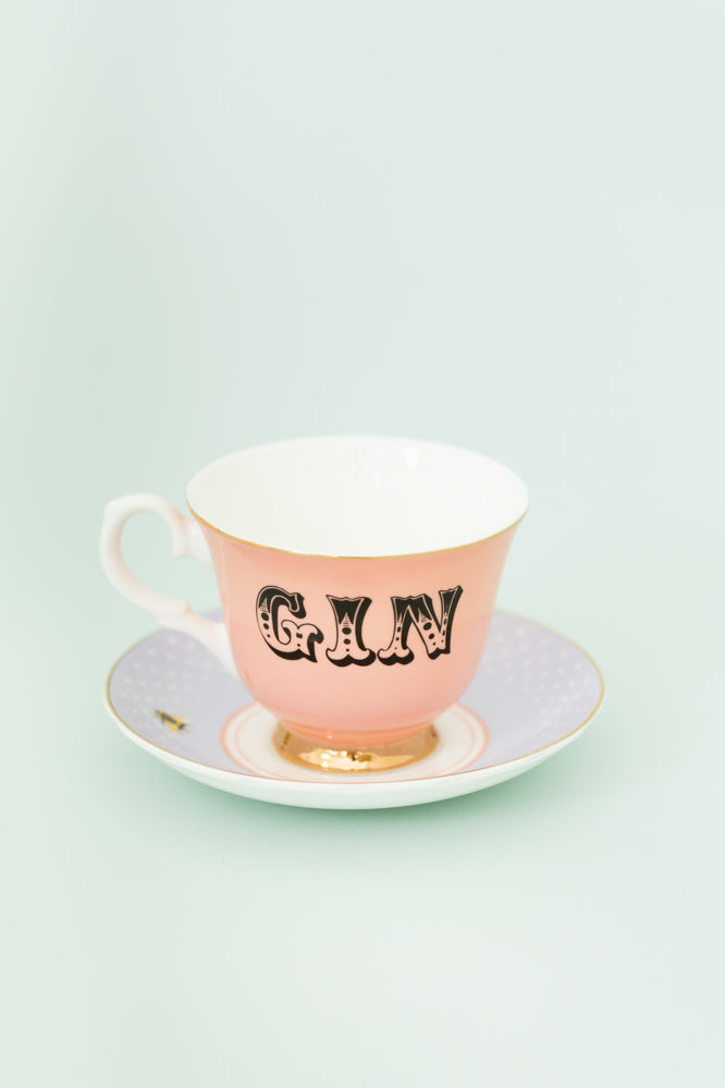 Yvonne Ellen Pastel Gin Tea Cup And Saucer