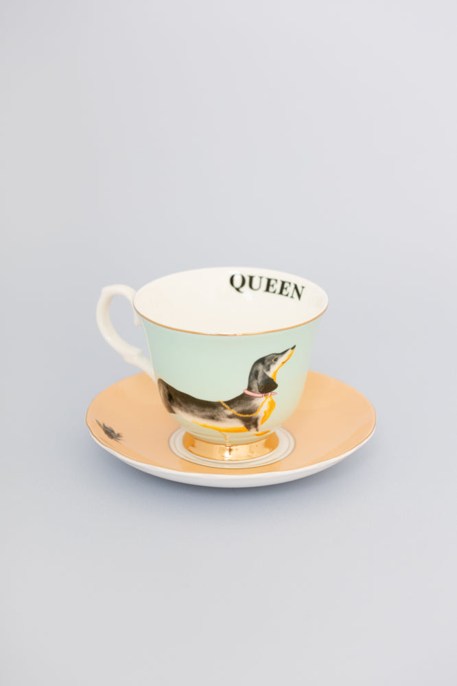 Yvonne Ellen Cup & Saucer Perfect Pair Pussy & Doggie