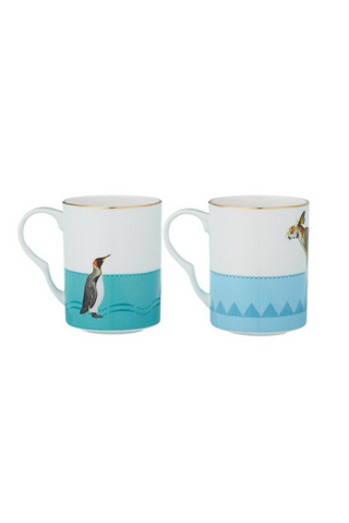 Leopard and Penguins Mugs, Set of 2