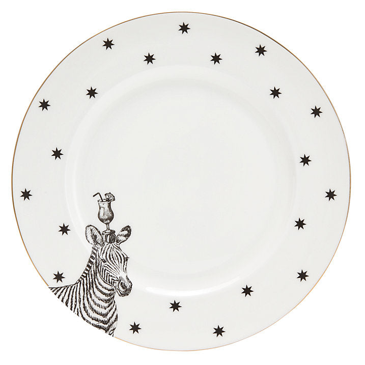 Monochrome Zebras and Cocktails Dinner Plate