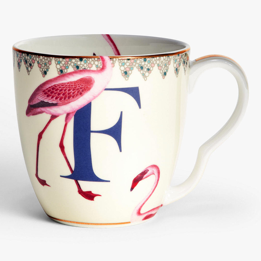 Yvonne Ellen Alphabet Mug, F for Flamingo