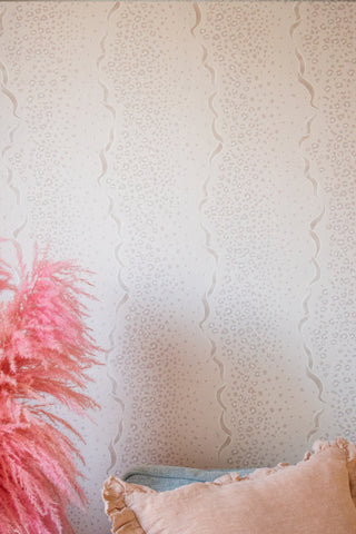 Yvonne Ellen Safari Ribbon Wallpaper Oyster Pearlised