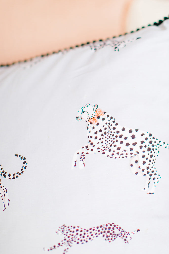 Monochrome Cheetah Cushion, Silver