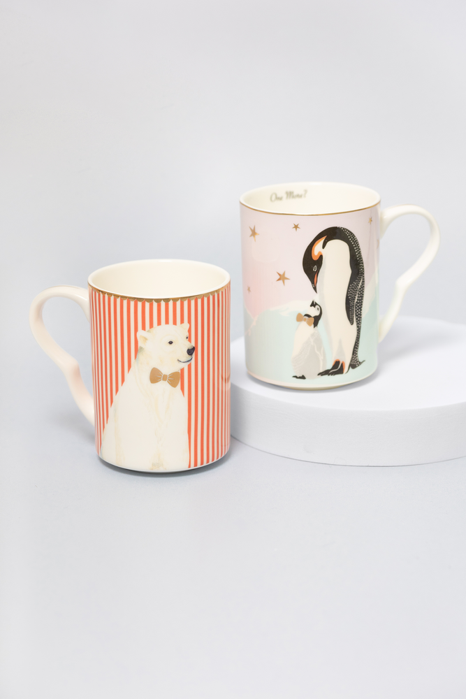 Yvonne Ellen Penguin/Polar Bear Mugs (Set of 2)
