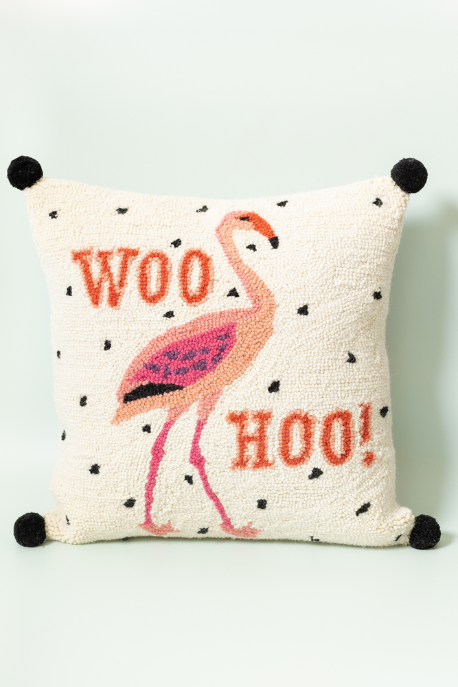 Yvonne Ellen Flamingo Woo Hoo Cushion