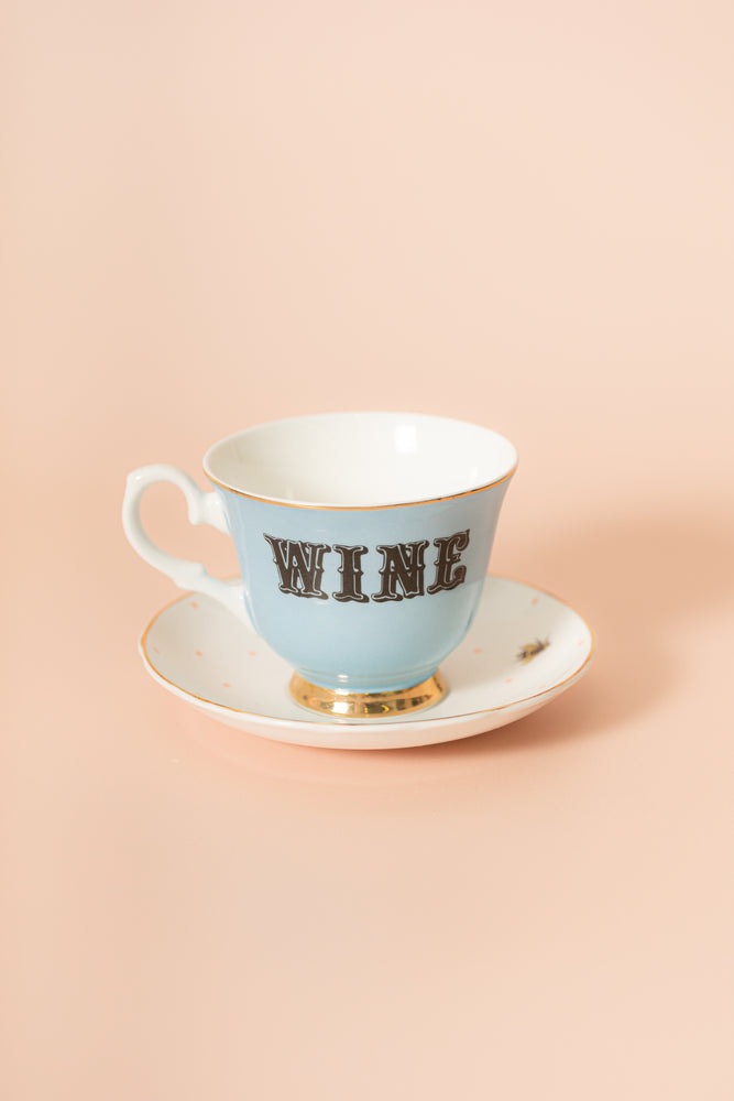 Yvonne Ellen Pastel Wine Tea Cup And Saucer
