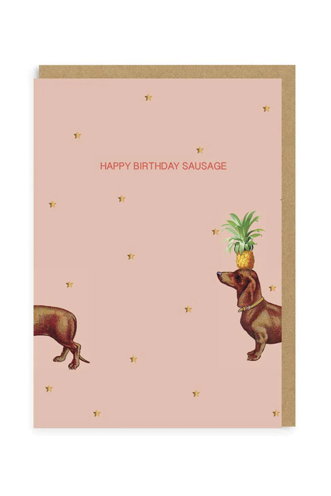 Yvonne Ellen Sausage Dog Happy Birthday Card