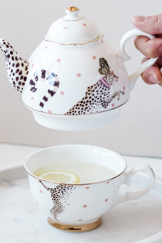 
                
                    Load image into Gallery viewer, Yvonne Ellen Cheeky Cheetah Tea For One Set
                
            