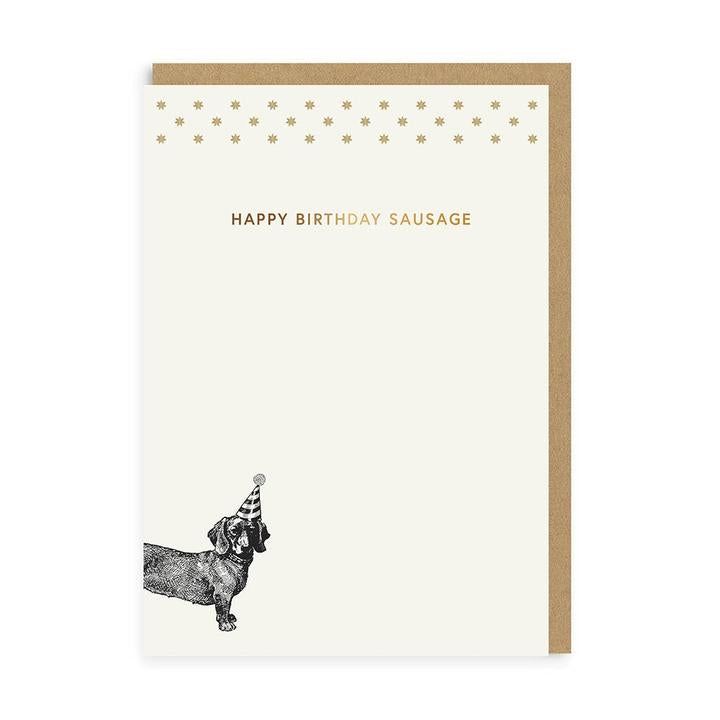 Yvonne Ellen Mono Sausage Dog Happy Birthday Card