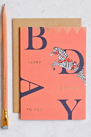 Yvonne Ellen Zebra Happy Birthday Card