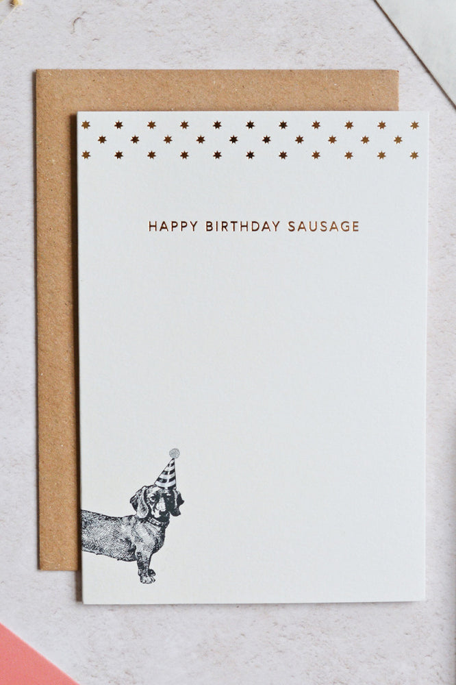 Yvonne Ellen Mono Sausage Dog Happy Birthday Card