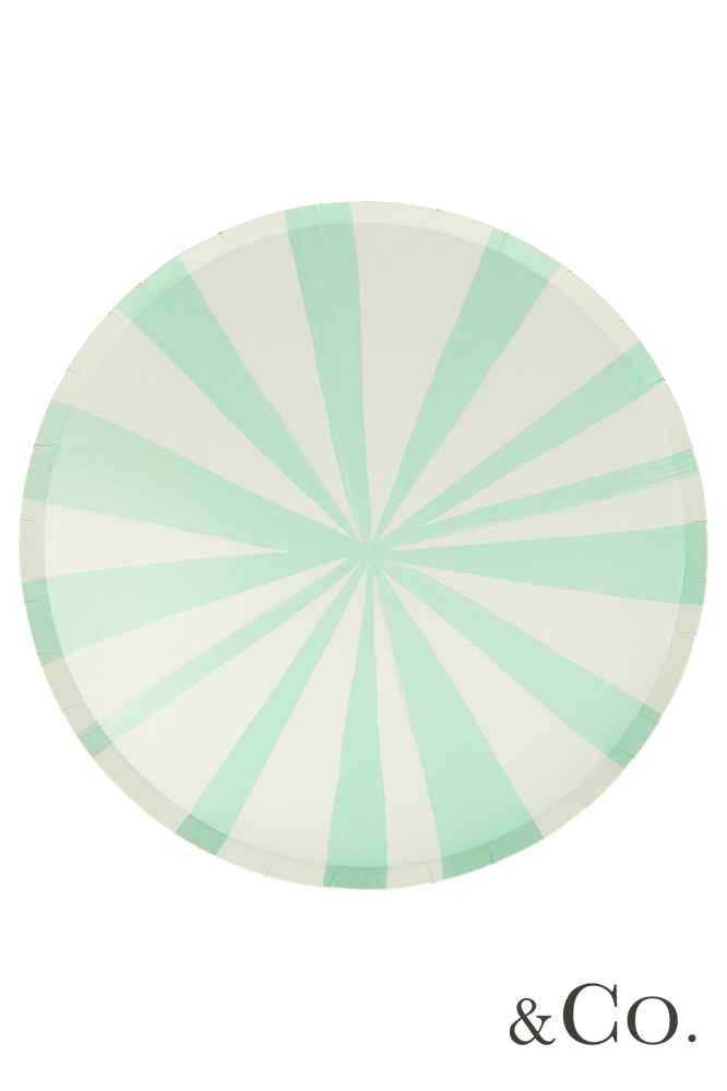 
                
                    Load image into Gallery viewer, Meri Meri Mint Striped Dinner Plates (pack of 8)
                
            