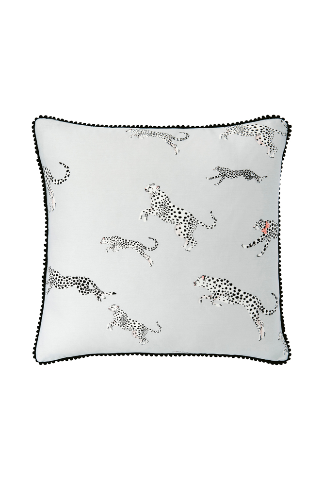 Monochrome Cheetah Cushion, Silver