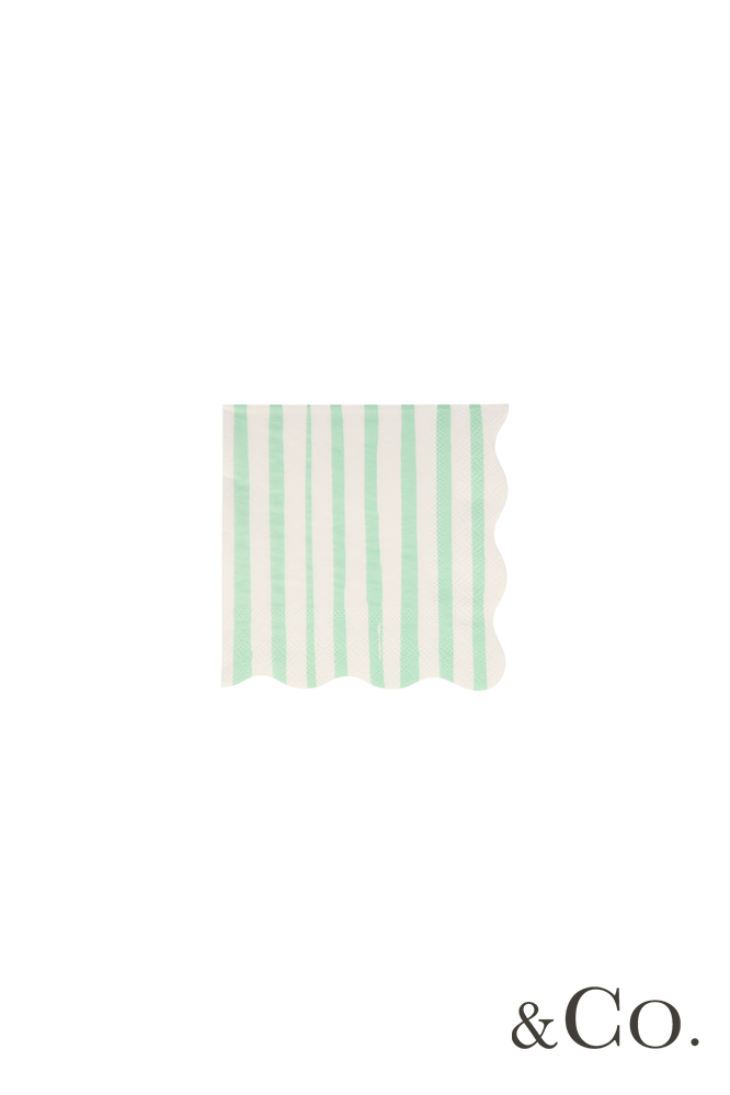 Meri Meri Mint Striped Small Napkins (pack of 16)
