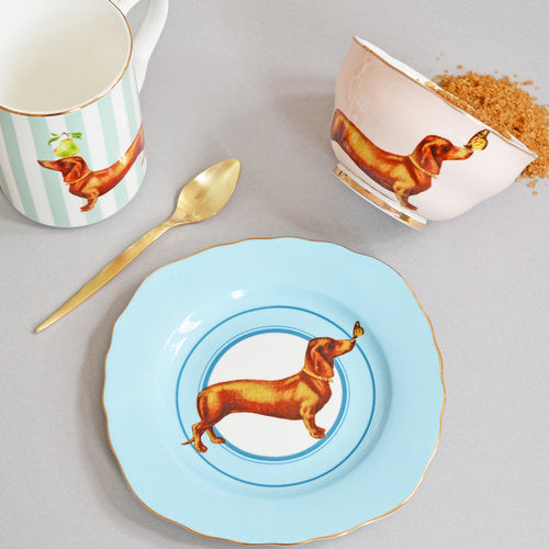 
                
                    Load image into Gallery viewer, Sausage dog tea plate, mug and bowl
                
            