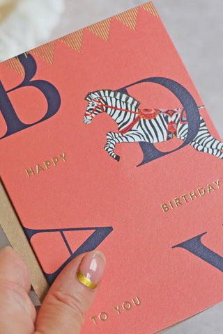 Yvonne Ellen Zebra Happy Birthday Card